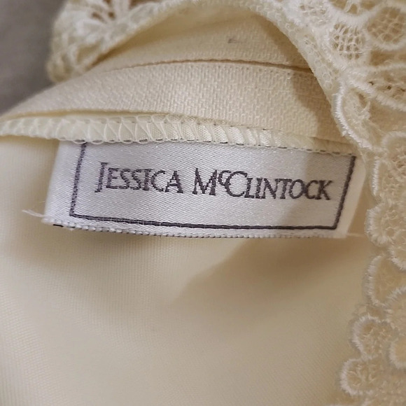 Vintage Jessica McClintock Cream Satin/Silk Wedding Formal Dress Size Small - Picture 16 of 17